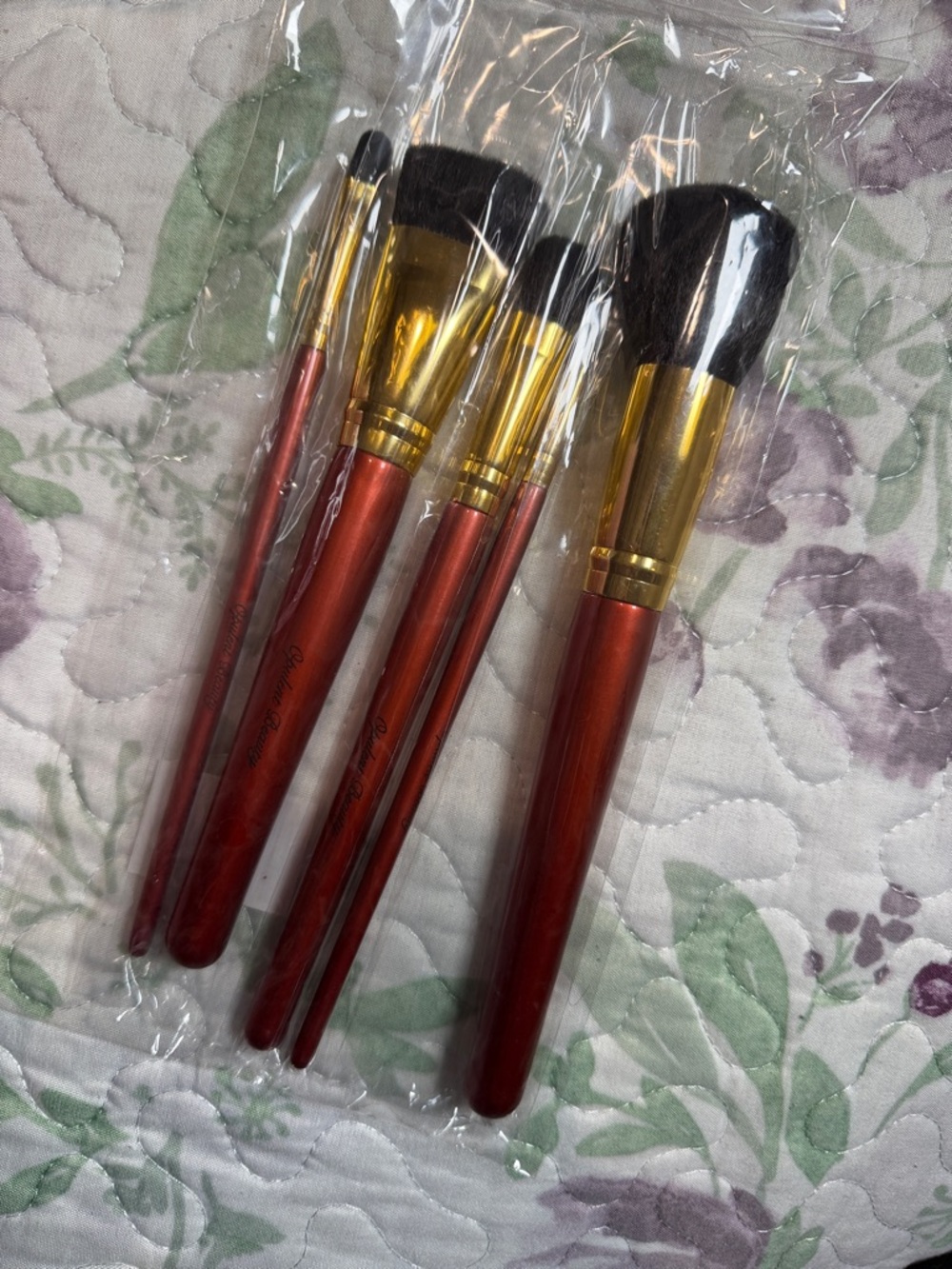 Maroon/gold Makeup Brush Set(5)